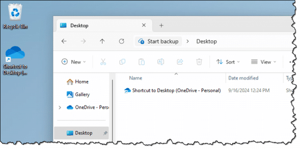 Shortcut placed in your Desktop folder (shown here both in the folder and on the desktop).