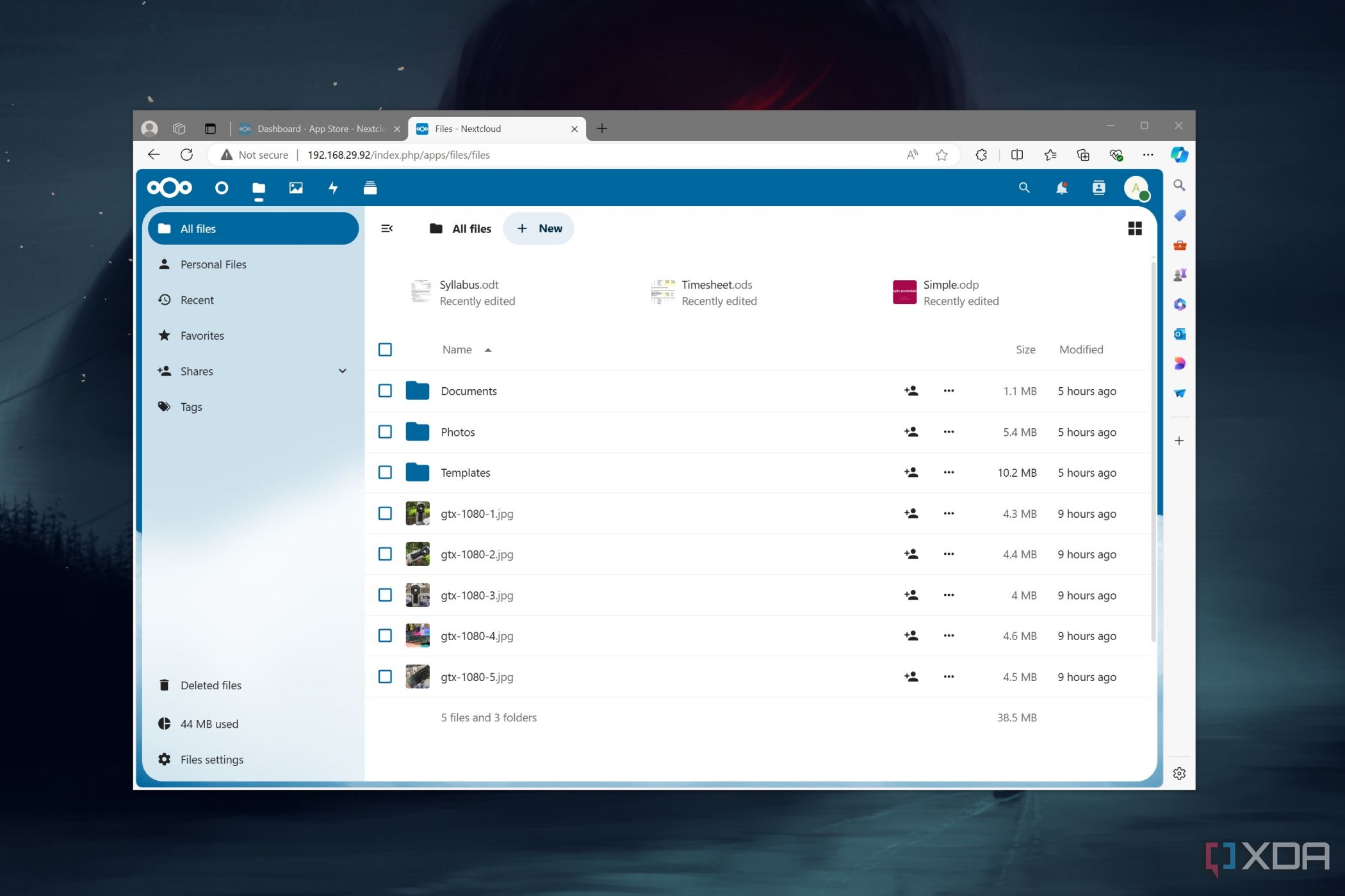 The Files tab in Nextcloud