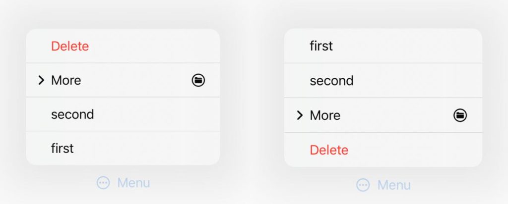 The default value is priority order style (left). You can change the fixed order for the menu (right).